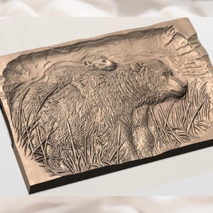 Grizzly Bear & Cub Relief STL view 3