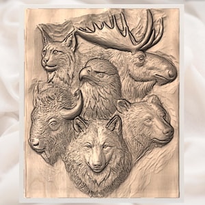 Wildlife Animals 3D Relief STL view 3