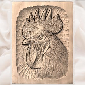 Rooster Head 3D Relief STL for CNC Router view 2