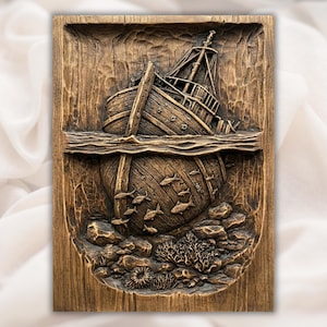 Shipwreck Underwater 3D Relief STL view 1