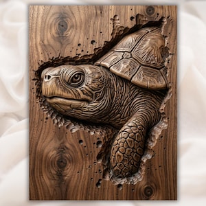 Sea Turtle 3D Relief STL view 1