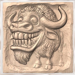 Goofy Bison 3D Relief STL view 2