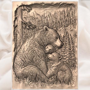 Bear Family 3D Relief STL for CNC Router view 2