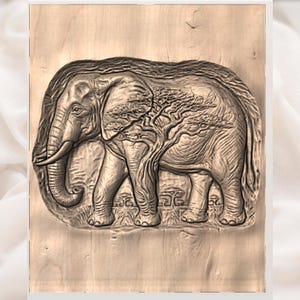 Elephant Safari 3D Relief STL view 3