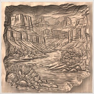 Canyon River Landscape 3D Relief STL view 3
