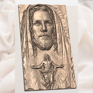 Jesus Portrait 3D Relief STL view 3