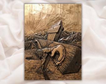 Jesus Carrying Cross 3D Relief STL| Christian Wood CNC Carving | Crucifixion Wall Panel | Aspire, VCarve Pro, Carveco, Fusion 360, ArtCAM