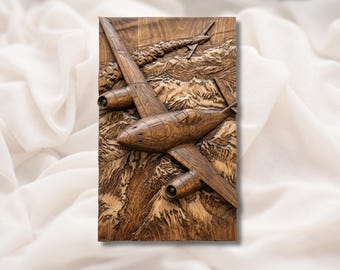 WW2 Aircraft Over Mountains 3D Relief STL | Vintage Airplane Flight Art Panel | CNC Router Aspire, VCarve Pro, Carveco, Fusion 360, ArtCAM