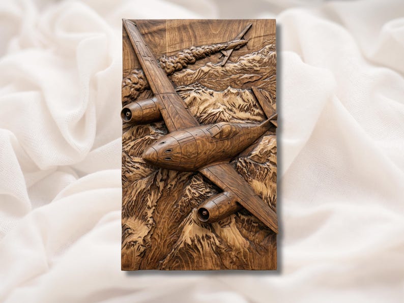 WW2 Aircraft Over Mountains 3D Relief STL