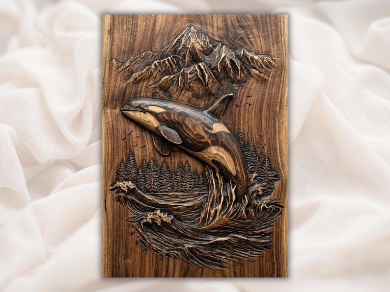 Orca Whale 3D Relief STL