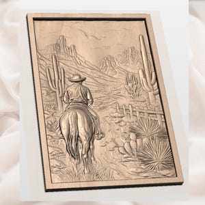 Desert Cowboy Landscape 3D Relief STL view 3