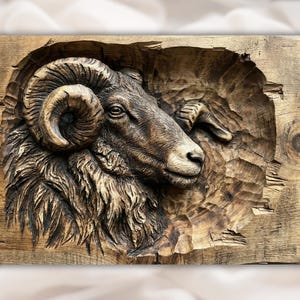 Ram Head 3D Relief STL view 1
