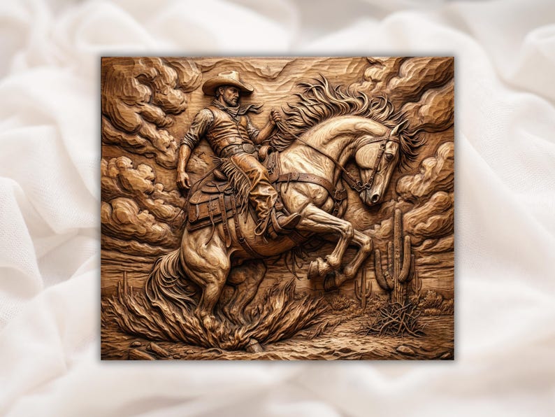 Bronco Rider 3D Relief STL