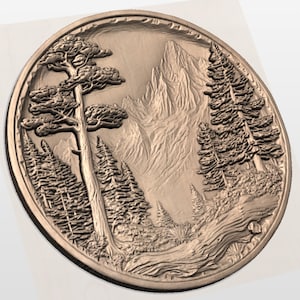 Round Mountain Scene STL view 2