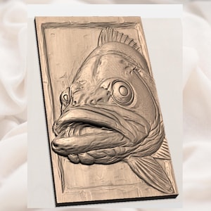 Bass Fish 3D Relief STL File view 3