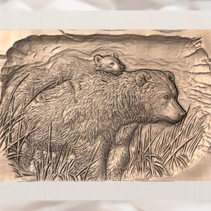 Grizzly Bear & Cub Relief STL view 2