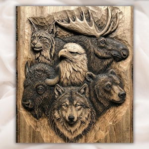 Wildlife Animals 3D Relief STL view 1