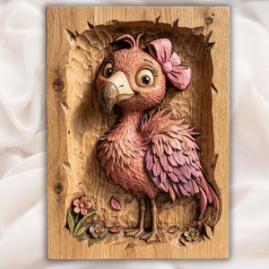 Cute Flamingo STL view 1