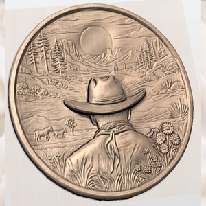 Cowboy Desert Landscape 3D Relief STL view 2