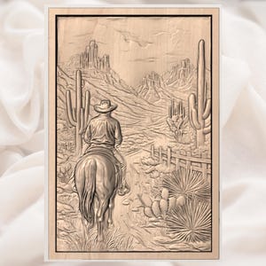 Desert Cowboy Landscape 3D Relief STL view 2
