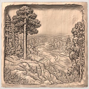 Woodland River Scene STL view 3