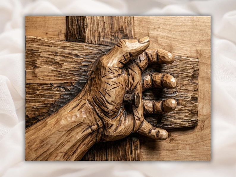 Jesus Hand on Cross 3D Relief STL File