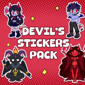Halloween-Dämonen-Sticker-Set, fünf Cartoon-Figuren | PNG-Download