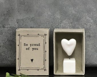 Porcelain Heart Matchbox Gift, So Proud Of You, Thinking Of You, Gifts For Friends, Proud of you- Free & Fast UK Delivery- Same Day dispatch