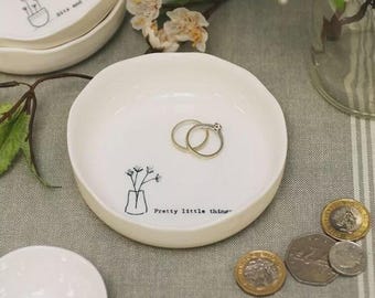 Trinket Dish Pretty Little Things White Porcelain Jewellery Bowl East of India