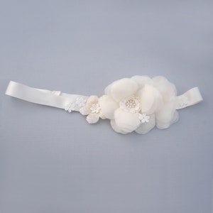 Pure Silk Flower Girl Headband, Baby Headband, Silk Ribbon Headband, Flower Headband, Bridal Headband Lace and Silk Garden Wedding Headband image 6