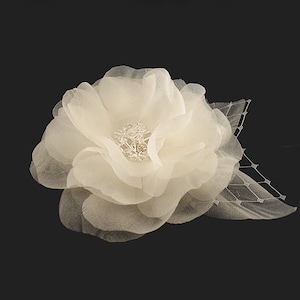 Pure Silk Bridal headpiece, Crystal Bridal hair flower, Wedding hairpiece, Bridal hair accessory, Wedding Headpiece, Wedding hair flower