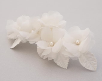 Silk Pearl Bridal Headpiece: Handmade Floral Wedding Comb