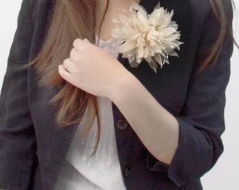 100% Silk Flower Brooch – Handmade Floral Pin for Jacket, Dress, Scarf