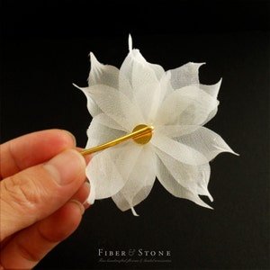 Wedding Hair Accessories handmade with Swarovski Pearl and Pure Silk - Fiber&Stone