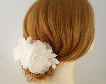 Pure Silk Bridal Comb - Bridal Flower Comb - Bridal Headpiece - Ivory Flower Wedding Headpiece - Bridal Hair Flowers - Bridal Hair Accessory