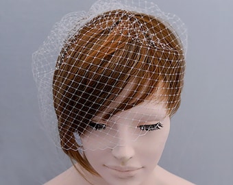 Ivory Birdcage Wedding Veil, Short Bridal Hair Accessory