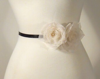 Silk Rose Wedding Dress Flowers, Bridal Sash Pin, Freshwater Pearl (Set of 2)