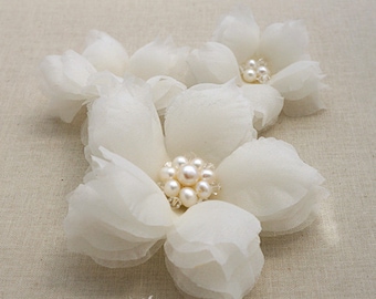 Pure Silk Bridal Headpiece, Freshwater Pearl Wedding Hair Flower, Bridal Hair Flower, Floral Wedding Hairpin, Spring Wedding Headpiece