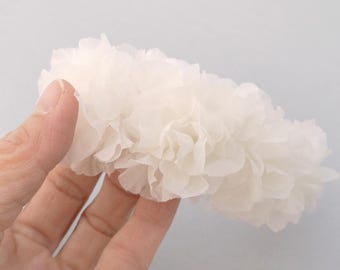 Sheer Silk Bridal Headpiece, White Flower Hair Accessory