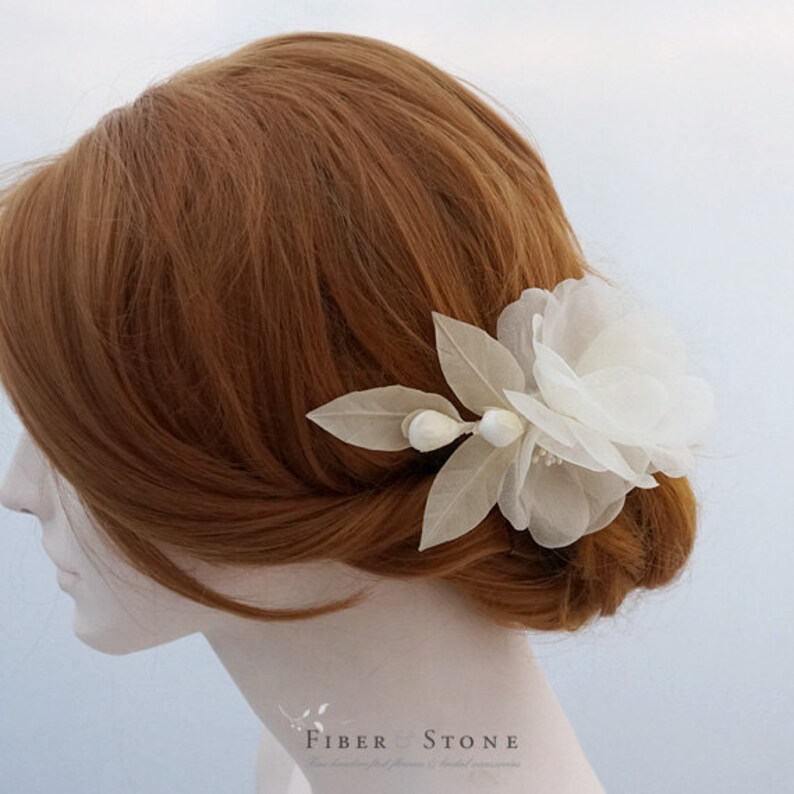 Camillia Wedding Head piece, Pure Silk Bridal Headpiece, Wedding Headpiece, Bridal Flower Comb, Floral Wedding Comb, Bridal Hair Accessory image 5