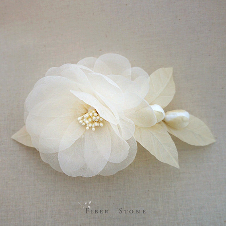 Camillia Wedding Head piece, Pure Silk Bridal Headpiece, Wedding Headpiece, Bridal Flower Comb, Floral Wedding Comb, Bridal Hair Accessory image 2