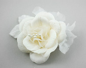 Dupioni Silk Bridal Headpiece, Pure Silk Wedding Hair Flower, Floral Bridal Head Piece, Flower, Wedding Headpiece, Flower Wedding Head Piece