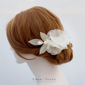 Camillia Wedding Head piece, Pure Silk Bridal Headpiece, Wedding Headpiece, Bridal Flower Comb, Floral Wedding Comb, Bridal Hair Accessory image 6