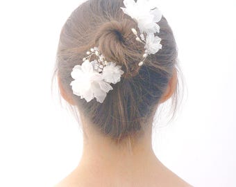 Pure Silk Bridal Headpiece, Flower Wedding Headpiece, Bridal Hair Pins,  Wedding Hair Pins, Flower Hair Pins, Flower Bridal Hair Pins Pearls