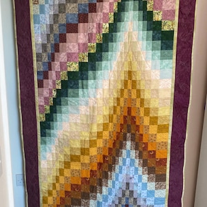 Handmade Amish-Style Bargello Quilt – Landscape Design Wall Hanging
