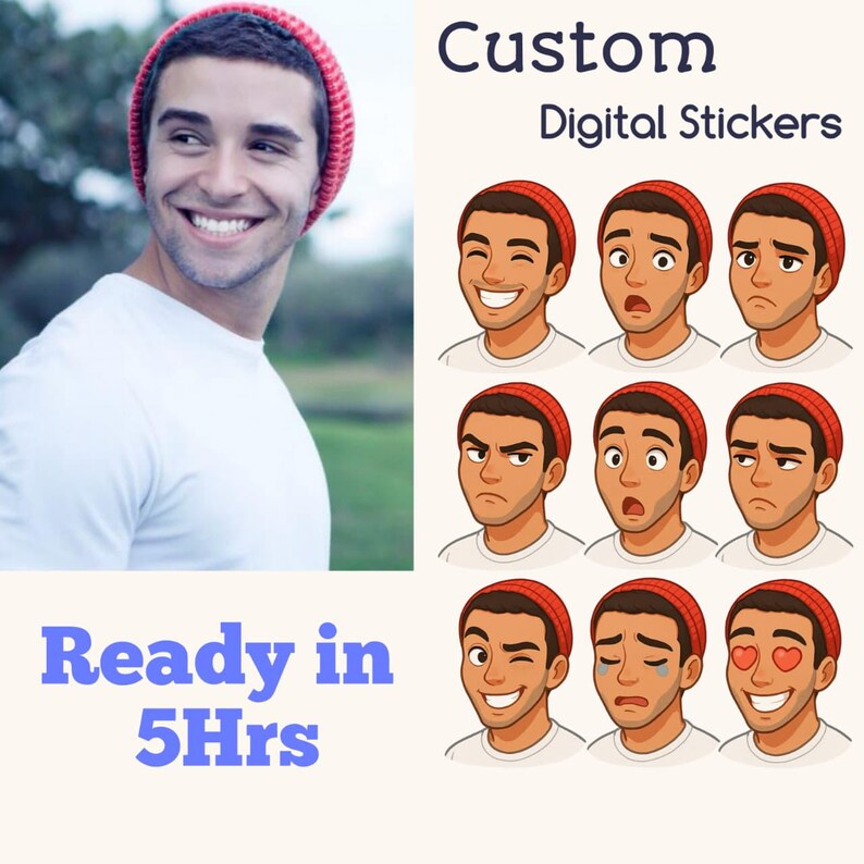 Custom Reaction Sticker Custom Photo Sticker Pack: Personalized Emotes - Etsy