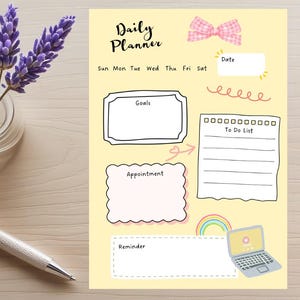 Cute Daily Planner Printable | Daily To Do List | Daily Schedule | Printable To Do List