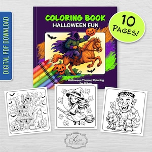 Halloween Spaß Malseiten / 10 PDF Seiten / Spooky Halloween / Entspannend / Gemütlich Stressabbau / Alle Altersgruppen / Einfache bis mittlere Färbung