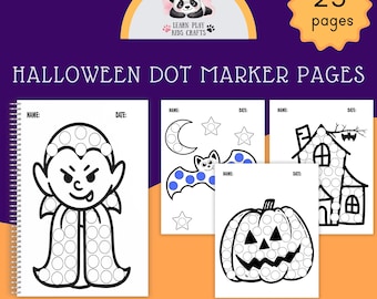 Halloween Dot Marker Coloring Pages: Spooky Kids Activity (Digital Download)