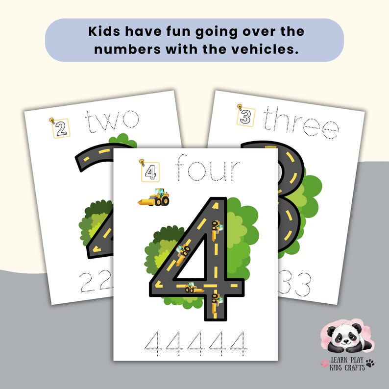 Number Tracing Flashcards: Vehicle Theme, Preschool Learning (printable ...